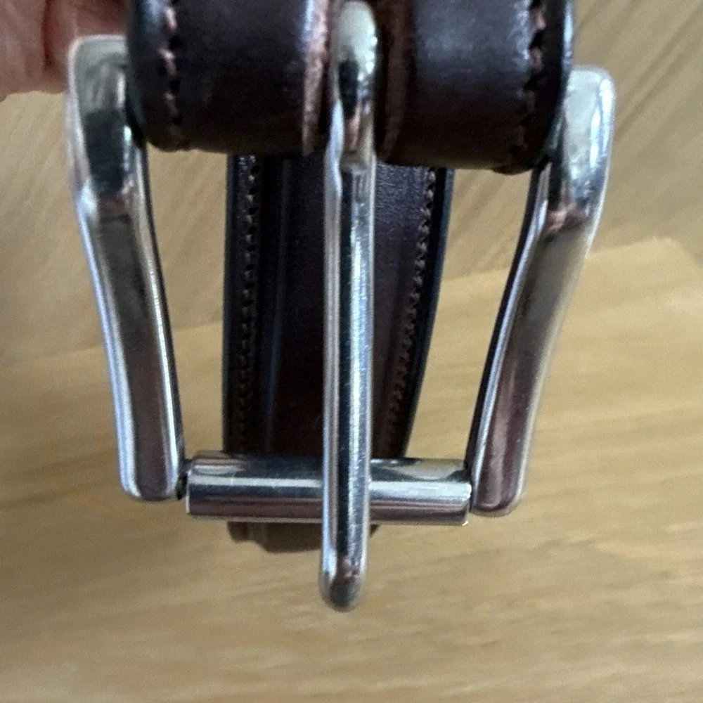 Hanks Belts Dark Brown Leather Belt Size 42 Made in USA Model 2425